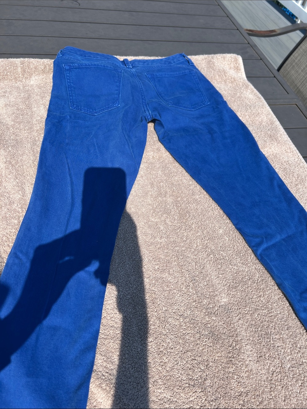 Women's Size 26P Banana Republic  Vibrant Blue Skinny Jeans straight ankle - Picture 3 of 5